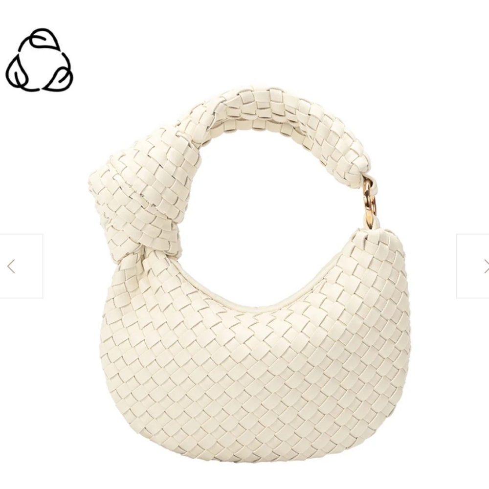 Melie Bianco Woven Knotted Hobo Bag in Ivory